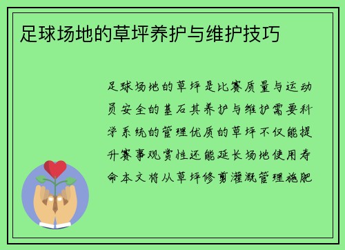 足球场地的草坪养护与维护技巧